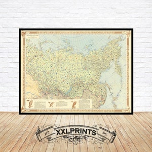 1958 Eastern USSR Hunting Map, Fine Art Giclee Print