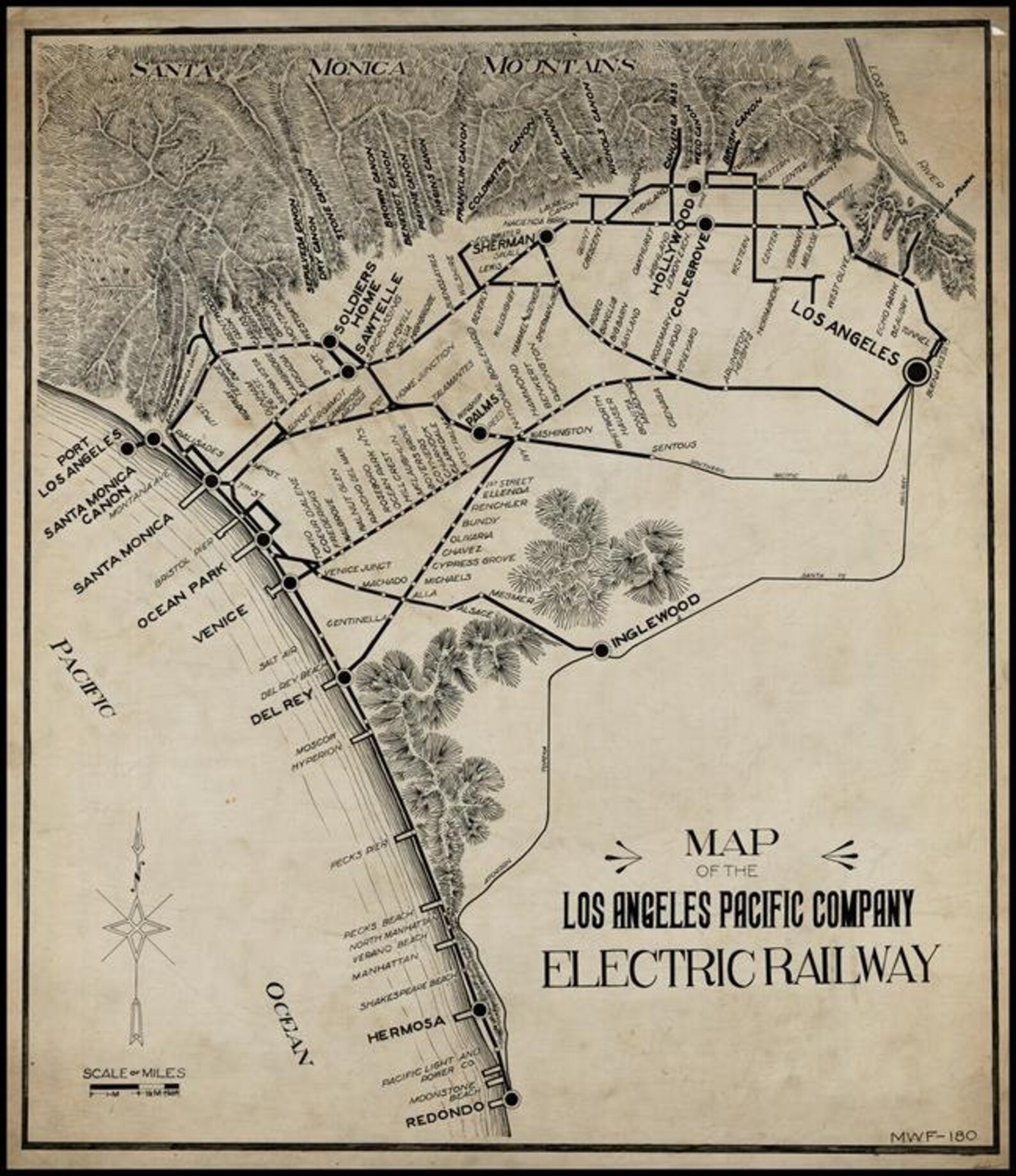Antique map of Los Angeles electric railway 1890 fine Etsy