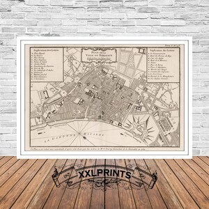 Ancienne carte de Bordeaux, 1764, carte très rare, plan de la ville, belle reproduction, grande carte, impression d'art, décor antique, impression de carte surdimensionnée
