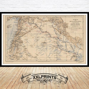 1918 Syria & Mesopotamia Map: Antique Fine Art Print