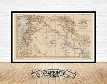 Alte Landkarte von Syrien und Mesopotamien, 1918, antike Landkarte, Feine Reproduktion, große Karte, Kunstdruck, antike Dekoration, Kunstdruck