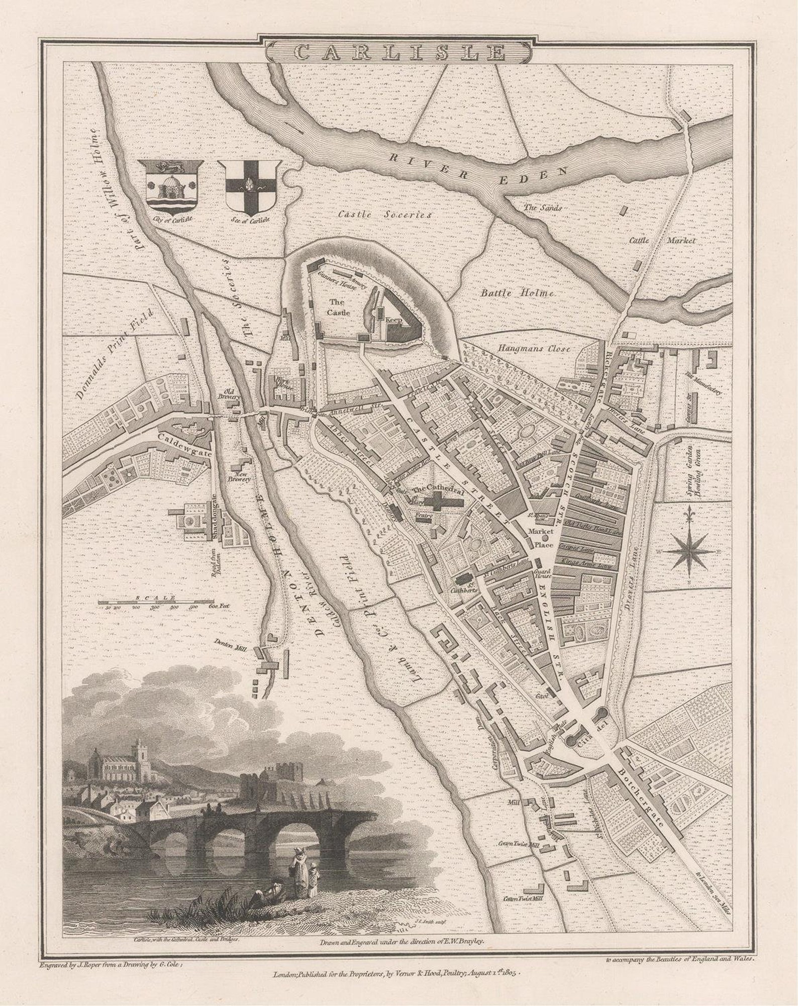 Old Map of Carlisle1805city Planrare Antique Mapunited | Etsy