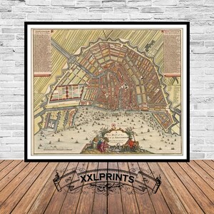 Old map of Amsterdam, 1720, antique map, city plan, rare map, fine reproduction, large map, fine art print, antique decor,oversize map print