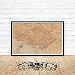 Alte Karte von Detroit, MI, um 1818 aus der Vogelperspektive, seltene Karte, antik, feine Reproduktion, große Karte, Fine Art Druck, Übergröße Karte Druck