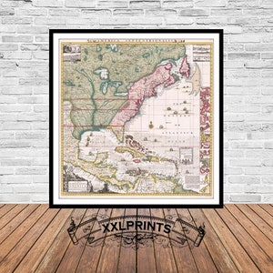 Carte de l&#39;Empire britannique en Amérique de 1733 : impression d&#39;art antique