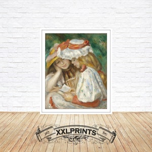 Pierre-Auguste Renoir, Two Girls Reading, 1890, beatiful drawing, fine reproduction, fine art print