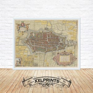 Oude kaart van Alkmaar, 1597, oude kaart Nederland, fijne reproductie, grote kaart, kunstafdruk