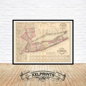 Mapa antiguo de Manhattan, Long Island, Putnam, Rockland, Westchester, 1870, antiguo, reproducción fina, mapa grande, impresión de bellas artes, impresión de mapa de gran tamaño