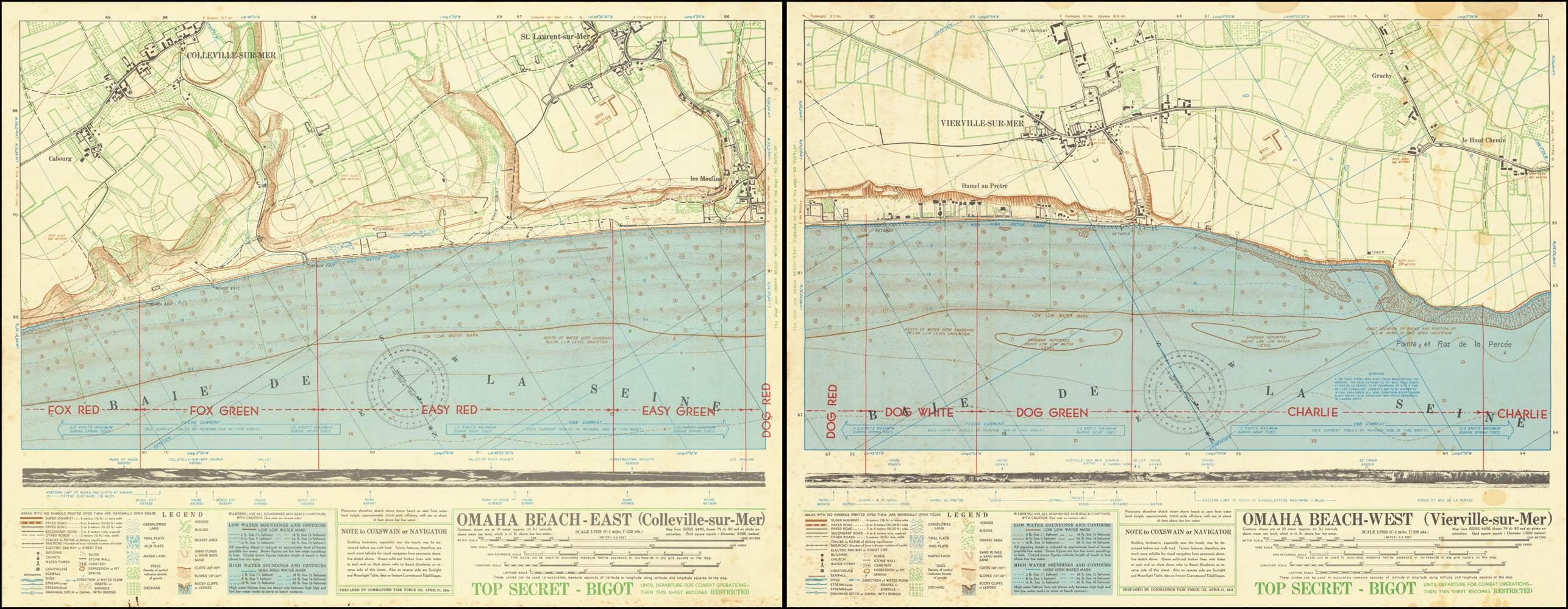 1944 WW2 Normandy D-Day Map: Vintage Antique Print (Digital Download)