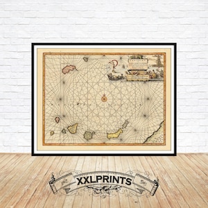 Antique Canary Islands Map Print: 1713 Rare Fine Art Reproduction