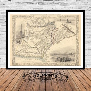 Old map of Cabool, The Punjab and Beloochistan, 1851,antique map,fine reproduction,large map,fine art print,antique decor,oversize map print