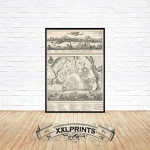 Ancient map of Heraklion, Candia, Crete, 1670, fine reproduction, large map, fine art print, oversize map print