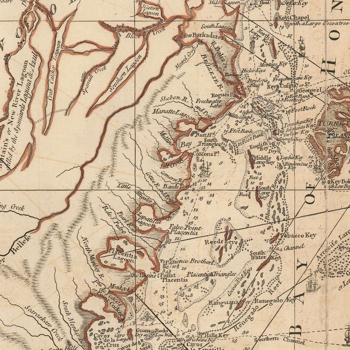 Old Map of Bay of Honduras 1775 Very Rare Map Fine Etsy