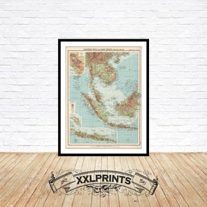 Farther India Vintage Map Print: 1923 East Indies Fine Art