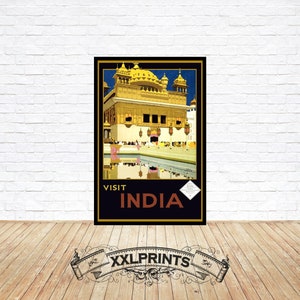 Antiguo cartel publicitario de la Casa de Delhi en la India, reproducción fina, impresión de bellas artes