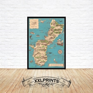 Guam & Marianas Islands Map Print: 19th Century Pictorial Fine Art