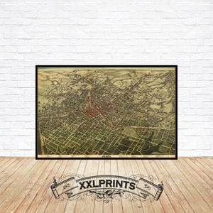 Antike Karte von Atlanta, Georgia, 1892, aus der Vogelperspektive, alte Karte, Art Deco, antike Karte, Kunstdruck, antike Dekoration, Kunstdruck