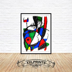 Lithographie abstraite Joan Miro : impression d&#39;art, décoration murale