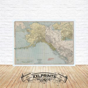 Alte Landkarte von Alaska, 1917, feine Reproduktion, antikes Dekor, Fine Art Print