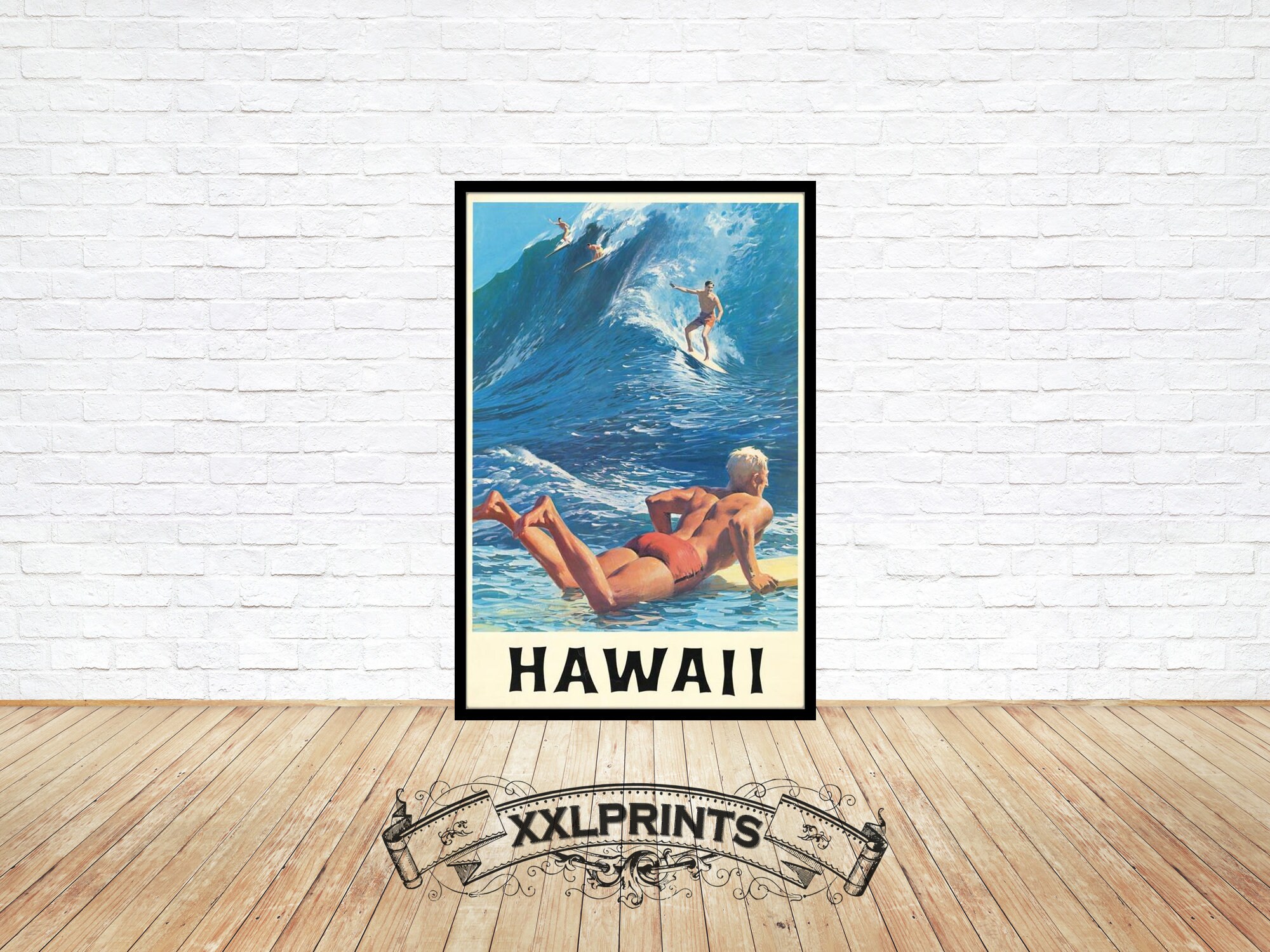 Vintage Hawaii Surfing Poster: 1965 Fine Art Print