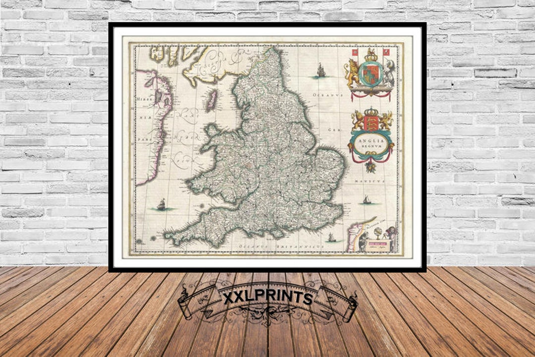 Antique Map of England & Wales, 1645: Fine Art Print - Etsy