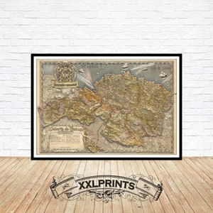 Alte Landkarte von Bilba, Spanien, 1940, antik, Baskenland, feine Reproduktion, große Karte, Fine Art Druck, antikes Dekor, Oversize-Karte
