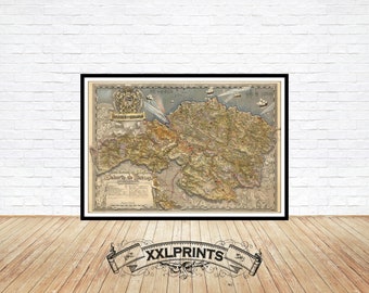 Old map of Bilbao, Spain, 1940, antique, Basque region, fine reproduction, large map, fine art print, antique decor, oversize map print