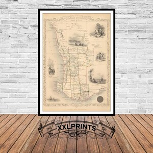 Alte Karte von Western Australias, Swan River, 1851, antike Landkarte, Feine Reproduktion, große Karte, Kunstdruck, antike Dekoration, Kunstdruck