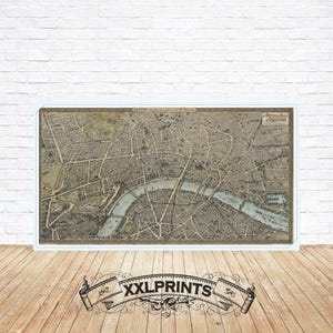 Antique map of London 1892, huge map, antique decor, fine reproduction, old map, vintage decor, fine art print