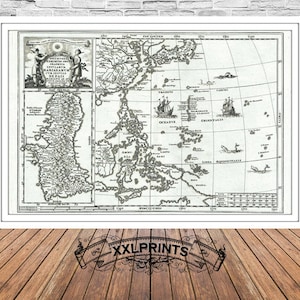 Philippines & Guam Antique Map Print, 1702: Fine Art Reproduction