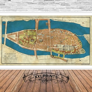 Antique map of Paris, 1754, old map, Plan de Paris, fine reproduction, large map, fine art print, antique decor, oversize map print