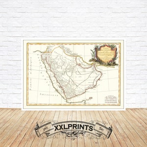 Old map of Arabian Peninsula, 1771, antique map, rare, fine reproduction, large map, fine art print, antique decor, oversize map print