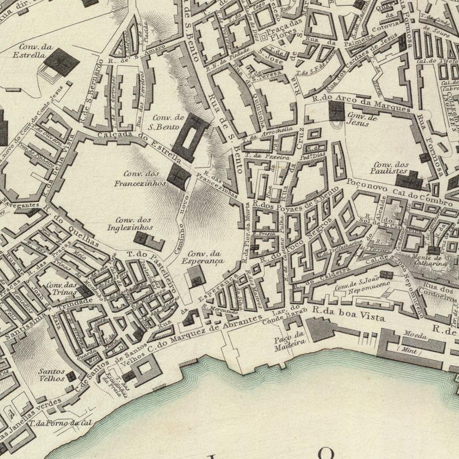 Old Map of Lisbon 1833 City Plan Antique Map Fine Etsy