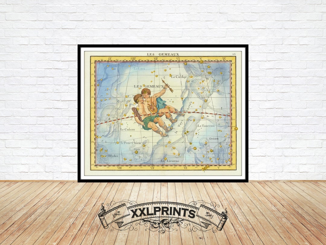 Astrological Sign Gemini, les gemeaux, Atlas Celeste De Flamsteed 