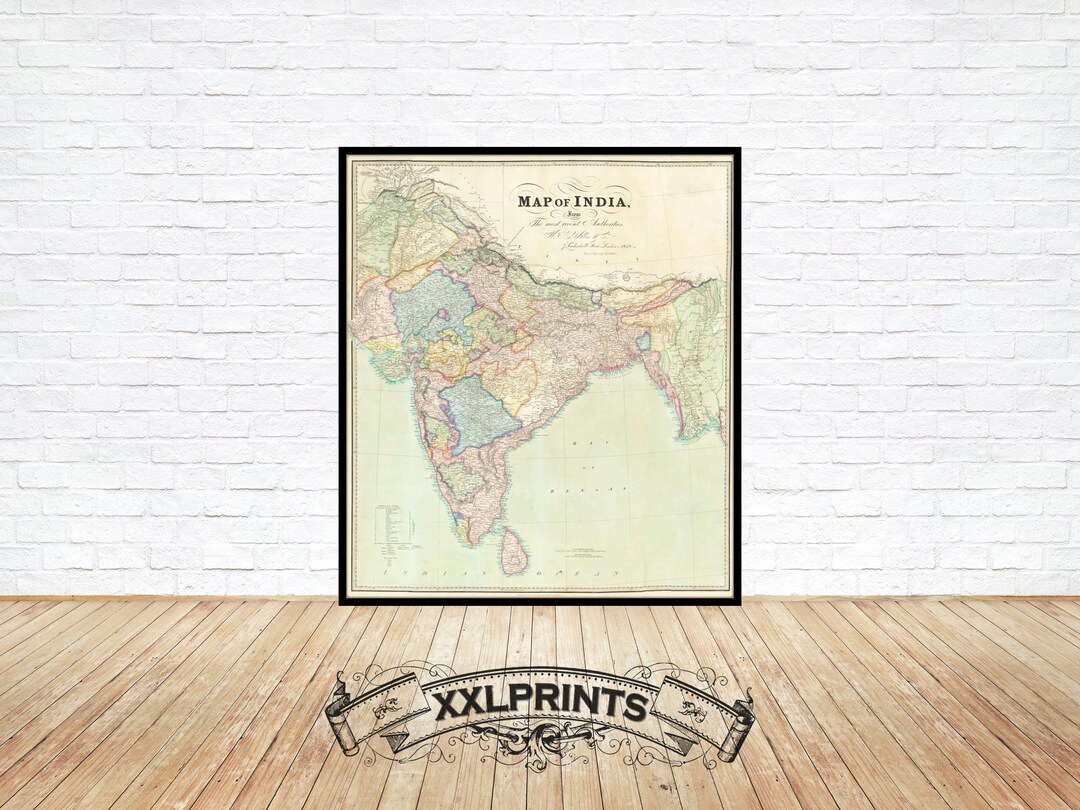 Antique Map of India, 1846, Extremely Rare, Beautiful Map, Fine ...