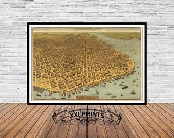 Old map of San Francisco, 1912, exposition city, antique map, fine reproduction, large map, fine art print, antique decor,oversize map print