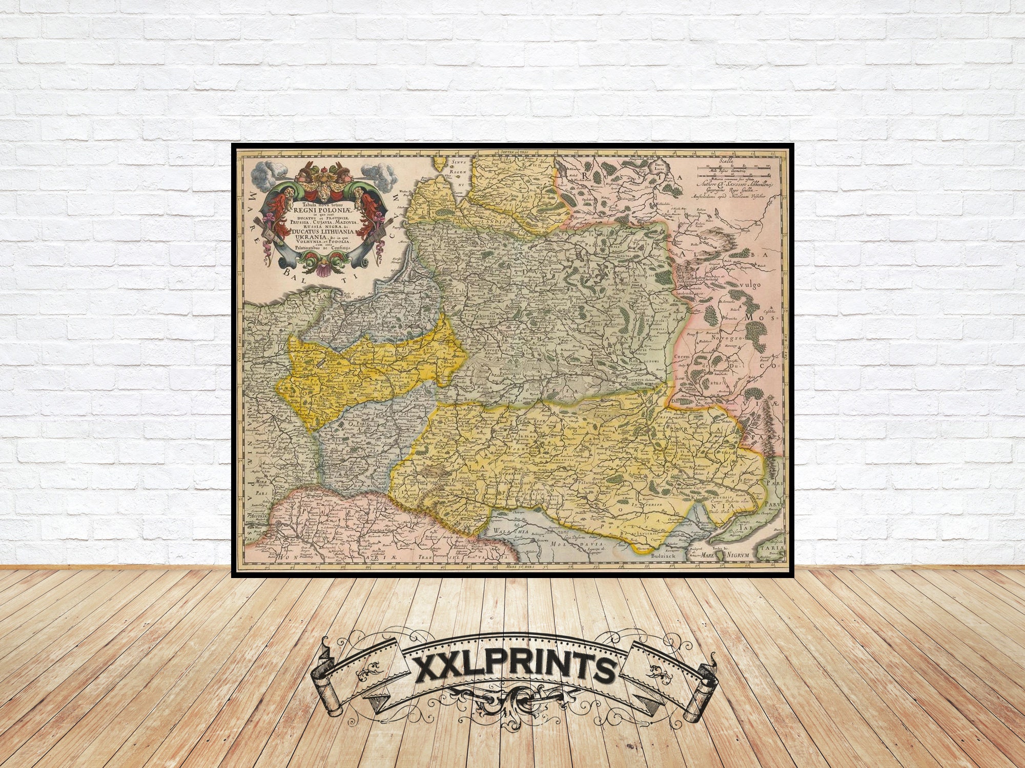 Ancienne carte de la Pologne, de la Lituanie, de l'Ukraine : 1690 Impression d'art