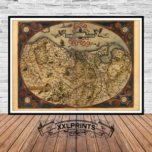 Antique Germany Map Print: 14th Century Fine Art Reproduction