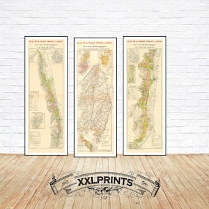 Bel ensemble de 3 cartes des vignobles de Bourgogne, La Côte Chalonnaise, Le Mâconnais, La Côte de Nuits et La Côte de Beaune, France, 1942