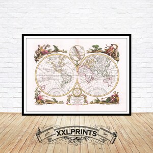 Antique World Map Print: 1774 Fine Art Reproduction