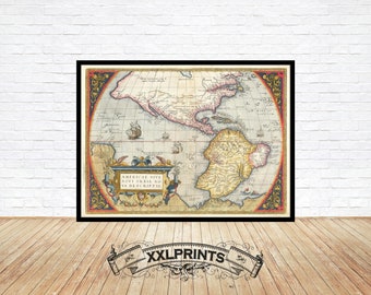 1573 Americas Map Print: Rare Ancient World Map Reproduction