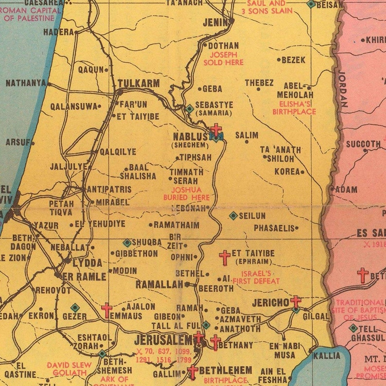 Alte Karte von Palästina Heiliges Land 1945 feine | Etsy