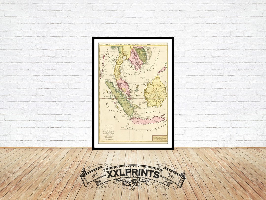 Antique Thailand Map Print: 1700 Siam, Le Royaume De Siam - Etsy