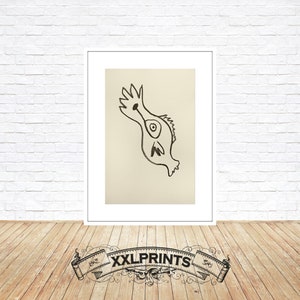 Pablo Picasso, Peixe, 1940, desenhos a lápis de cera, reprodução fina, impressão de belas artes