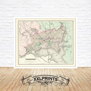 Alte Karte von Washington, 1875, Stadtplan, antik, feine Reproduktion, große Karte, Kunstdruck, antike Dekoration, Kunstdruck