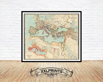 Old map of Roman Empire, 1889, Imperium Romanum, beautiful map, rare, fine reproduction, large map, fine art print, oversize map print