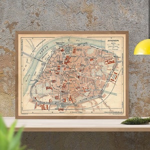 Mapa antigo de Avignon, França, 1921, reprodução fina, decoração vintage, impressão de belas artes