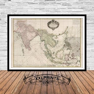 Ancient map of East Indies, 1771, rare map, fine reproduction, large map, fine art print, antique decor, oversize map print