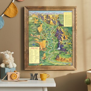 Oude poster van Yosemite Valley, 1952, fijne reproductie, fine art print, oversized print