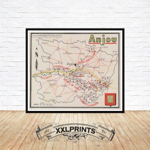 Old vineyards map of Anjou, 1947, fine reproduction